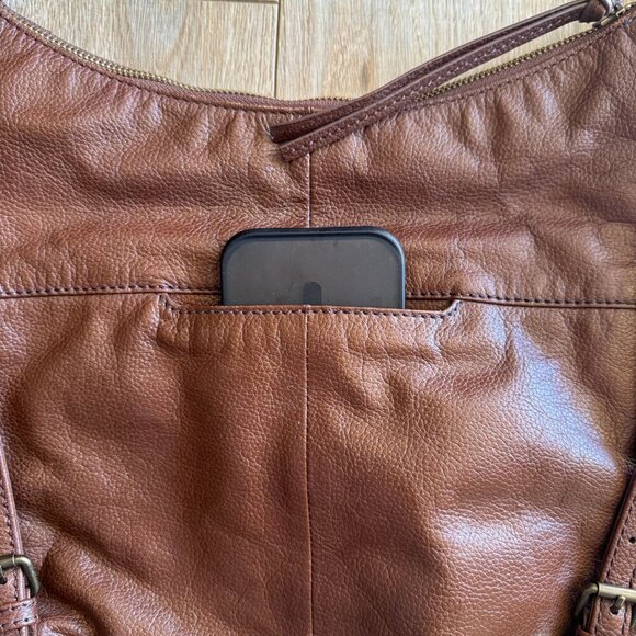 Frye Azariah Brown Floral Embroidered Leather Convertible Backpack Hobo Bag - Picture 9 of 16